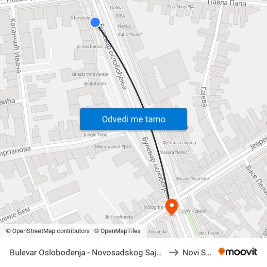 Bulеvar Oslobođenja - Novosadskog Sajma to Novi Sad map