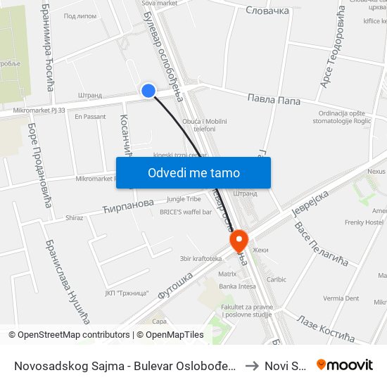 Novosadskog Sajma - Bulevar Oslobođenja to Novi Sad map