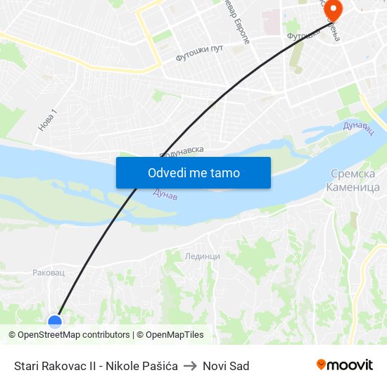 Stari Rakovac II - Nikole Pašića to Novi Sad map