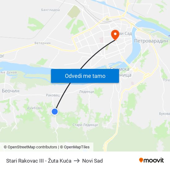 Stari Rakovac III - Žuta Kuća to Novi Sad map