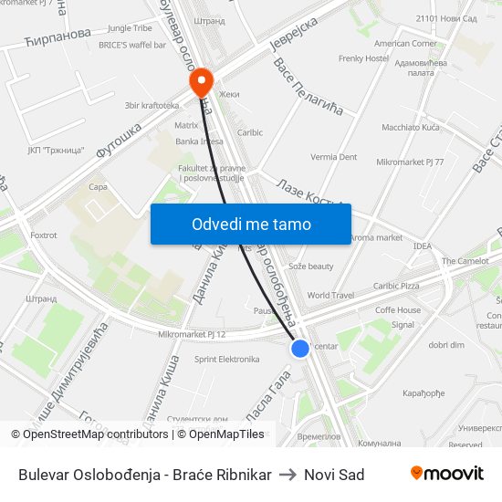 Bulеvar Oslobođenja - Braće Ribnikar to Novi Sad map