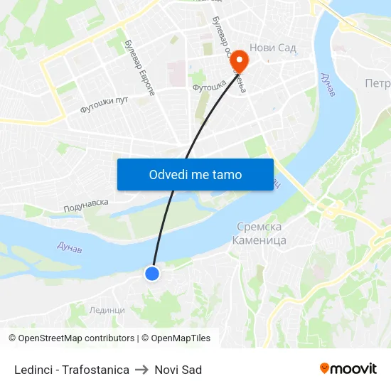 Ledinci - Trafostanica to Novi Sad map