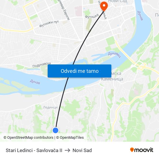 Stari Ledinci - Savlovača II to Novi Sad map