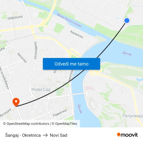 Šangaj - Okretnica to Novi Sad map