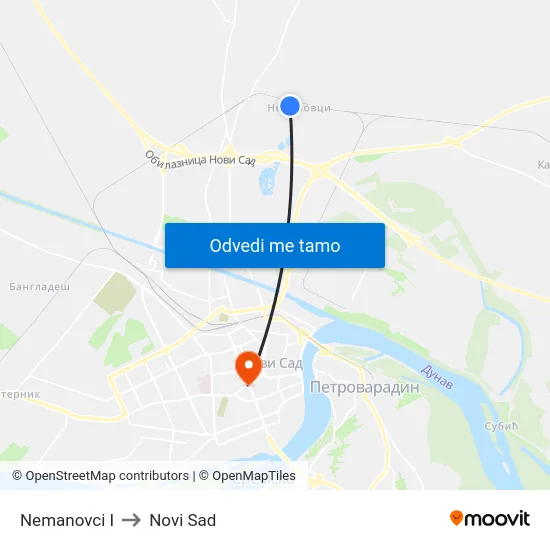 Nemanovci I to Novi Sad map