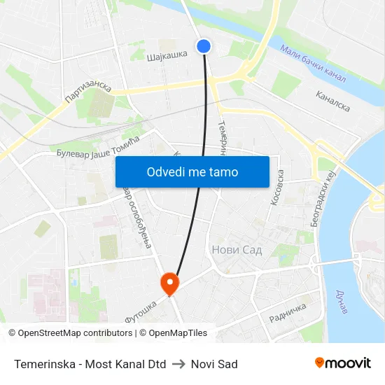 Temerinska - Most Kanal Dtd to Novi Sad map
