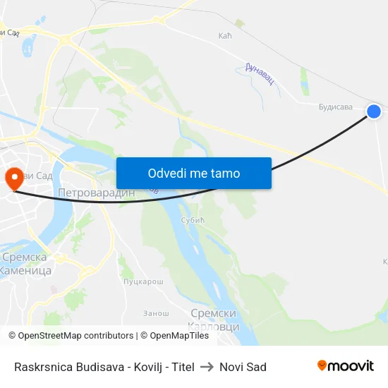 Raskrsnica Budisava - Kovilj - Titel to Novi Sad map