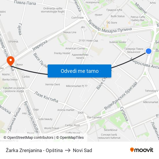 Žarka Zrenjanina - Opština to Novi Sad map