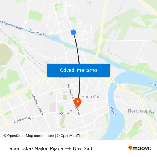 Temerinska - Najlon Pijaca to Novi Sad map