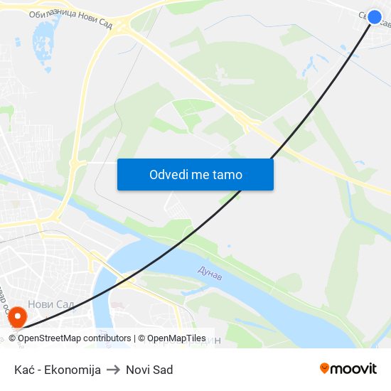 Kać - Ekonomija to Novi Sad map