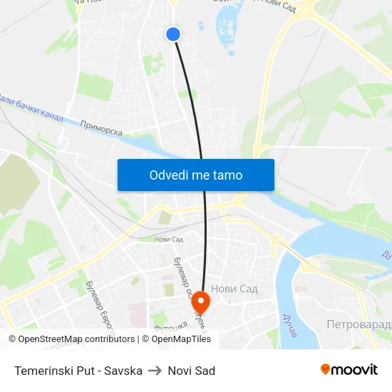 Temerinski Put - Savska to Novi Sad map