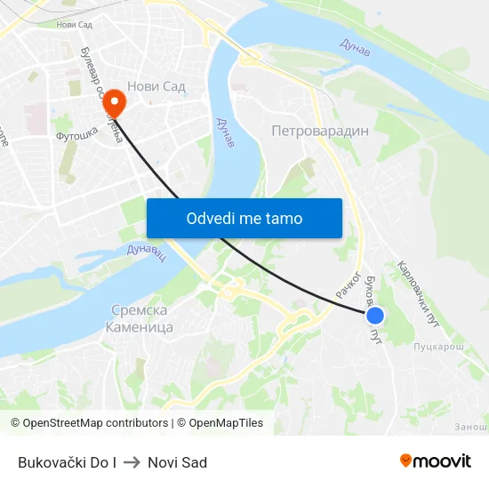 Bukovački Do I to Novi Sad map