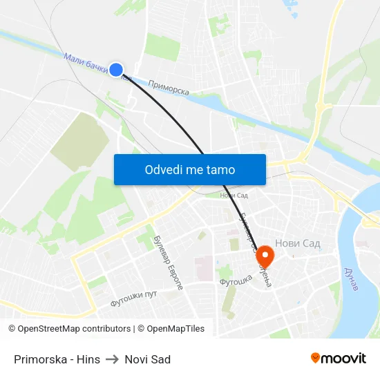 Primorska - Hins to Novi Sad map