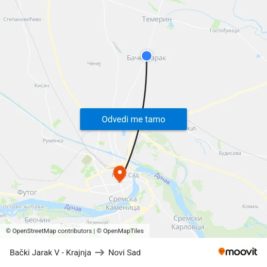 Bački Jarak V - Krajnja to Novi Sad map