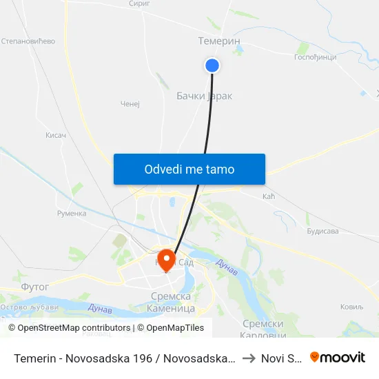 Temerin - Novosadska 196 / Novosadska 267 to Novi Sad map