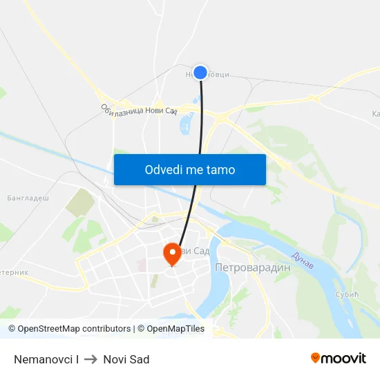 Nemanovci I to Novi Sad map