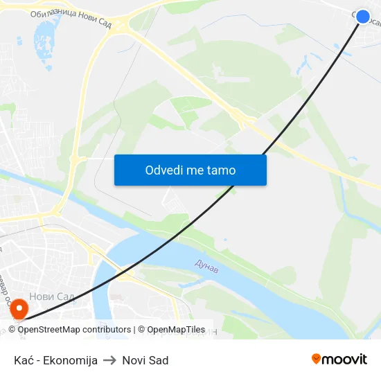Kać - Ekonomija to Novi Sad map