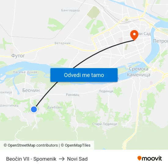Beočin VII - Spomenik to Novi Sad map