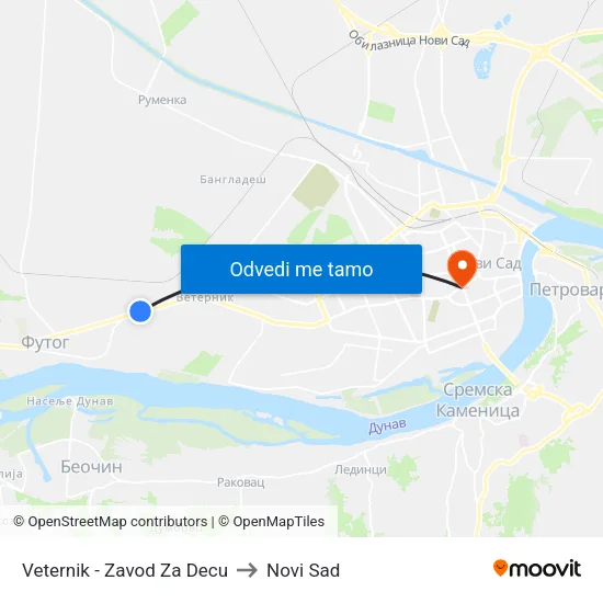 Veternik - Zavod Za Decu to Novi Sad map