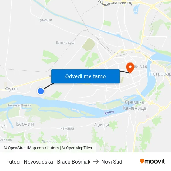 Futog - Novosadska - Braće Bošnjak to Novi Sad map