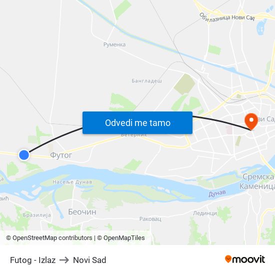 Futog - Izlaz to Novi Sad map