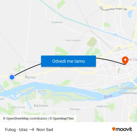 Futog - Izlaz to Novi Sad map