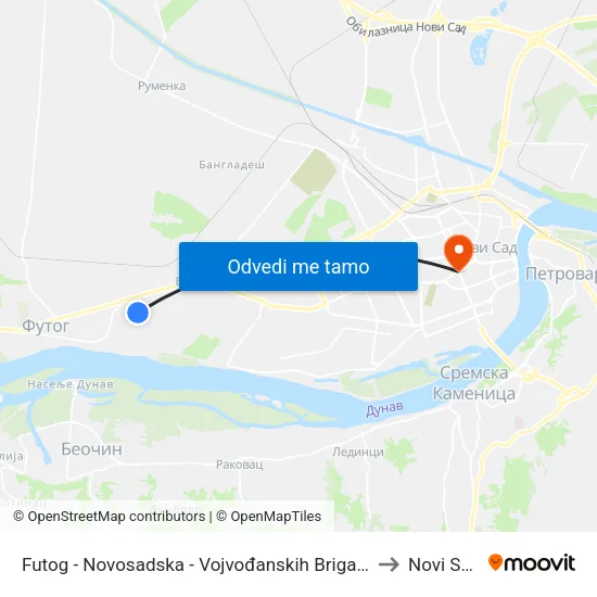 Futog - Novosadska - Vojvođanskih Brigada to Novi Sad map