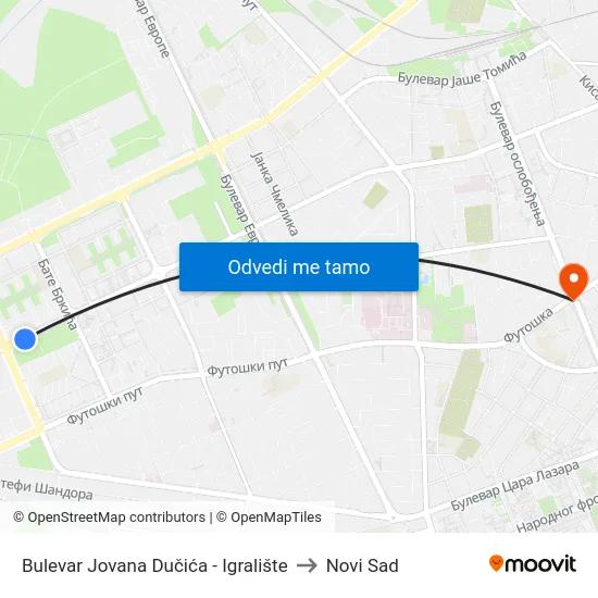Bulevar Jovana Dučića - Igralište to Novi Sad map