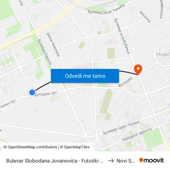 Bulevar Slobodana Jovanovića - Futoški Put to Novi Sad map