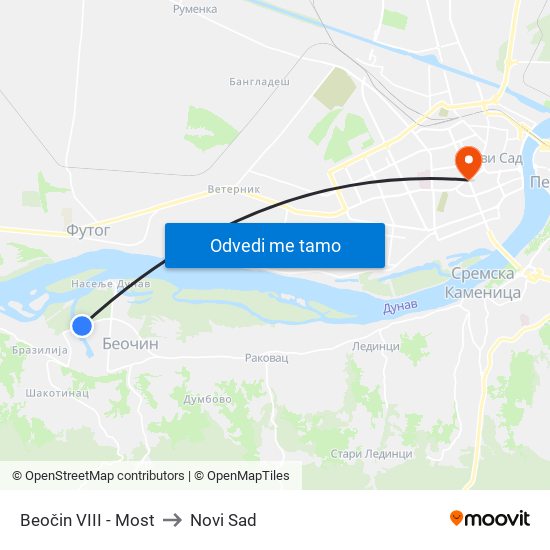 Beočin VIII - Most to Novi Sad map
