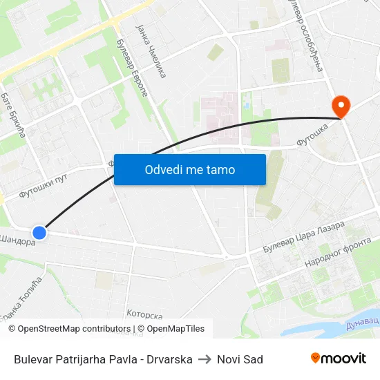 Bulevar Patrijarha Pavla - Drvarska to Novi Sad map