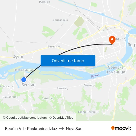 Beočin VII - Raskrsnica Izlaz to Novi Sad map