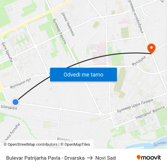 Bulevar Patrijarha Pavla - Drvarska to Novi Sad map