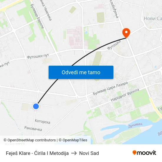 Feješ Klare - Ćirila I Metodija to Novi Sad map
