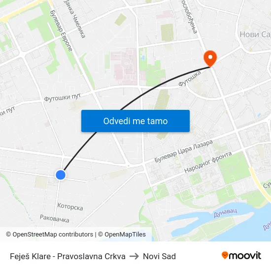 Feješ Klare - Pravoslavna Crkva to Novi Sad map