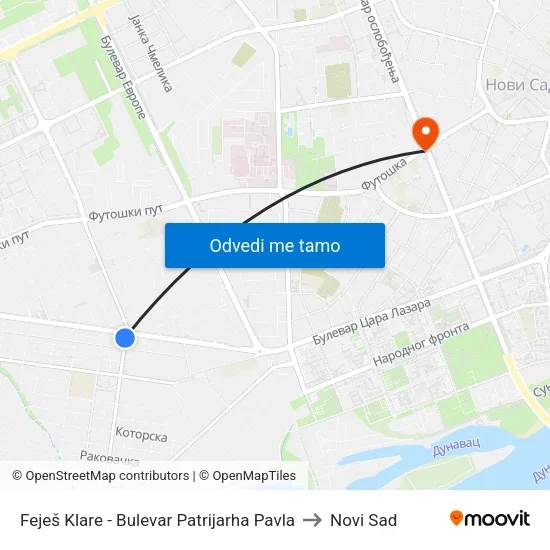 Feješ Klare - Bulevar Patrijarha Pavla to Novi Sad map