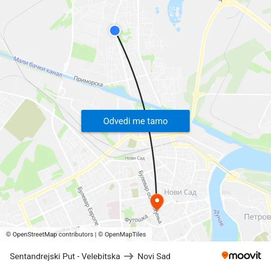 Sentandrejski Put - Velebitska to Novi Sad map