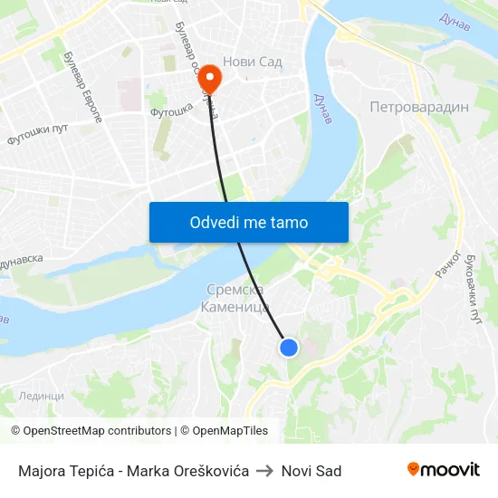 Majora Tepića - Marka Oreškovića to Novi Sad map