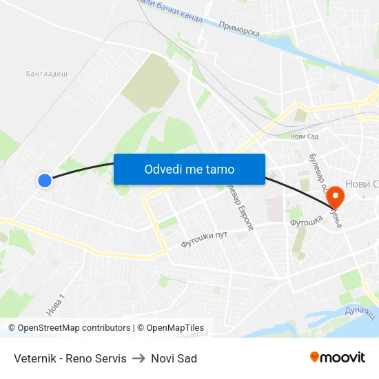 Veternik - Reno Servis to Novi Sad map