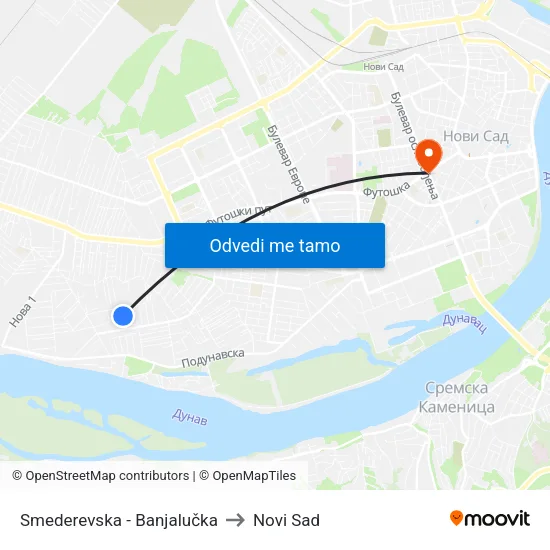 Smederevska - Banjalučka to Novi Sad map