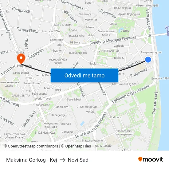 Maksima Gorkog - Kej to Novi Sad map