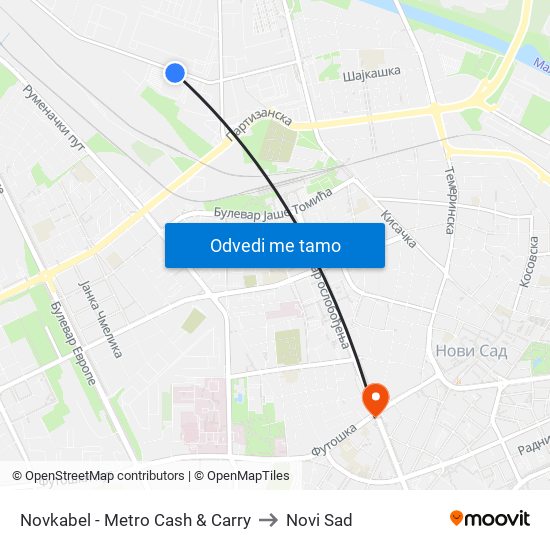 Novkabel - Metro Cash & Carry to Novi Sad map