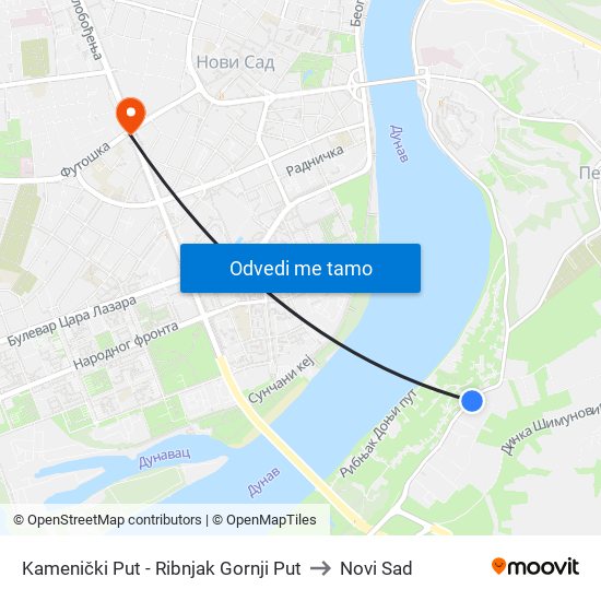 Kamenički Put - Ribnjak Gornji Put to Novi Sad map