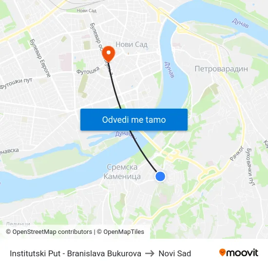 Institutski Put - Branislava Bukurova to Novi Sad map