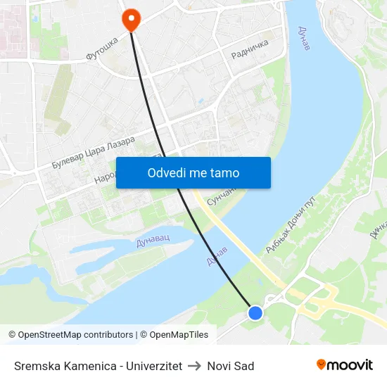 Sremska Kamenica - Univerzitet to Novi Sad map