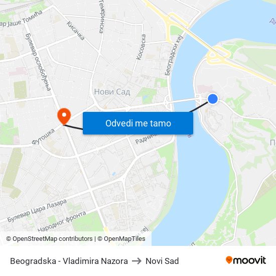 Beogradska - Vladimira Nazora to Novi Sad map