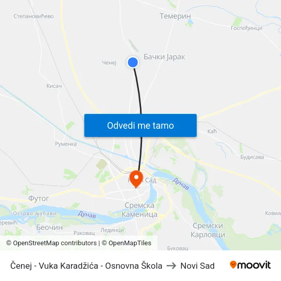 Čenej - Vuka Karadžića - Osnovna Škola to Novi Sad map