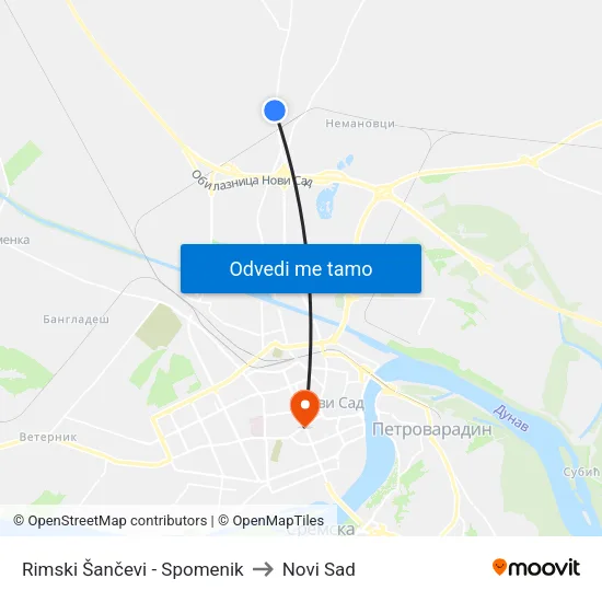 Rimski Šančevi - Spomenik to Novi Sad map