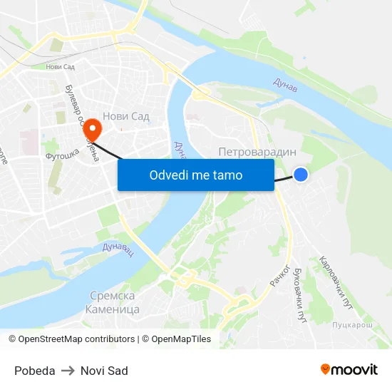 Pobeda to Novi Sad map
