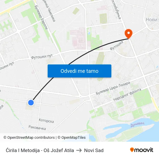 Ćirila I Metodija - Oš Jožef Atila to Novi Sad map